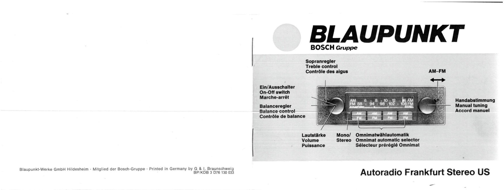 1977 Blaupunkt Frankfurt Stereo US Installation and