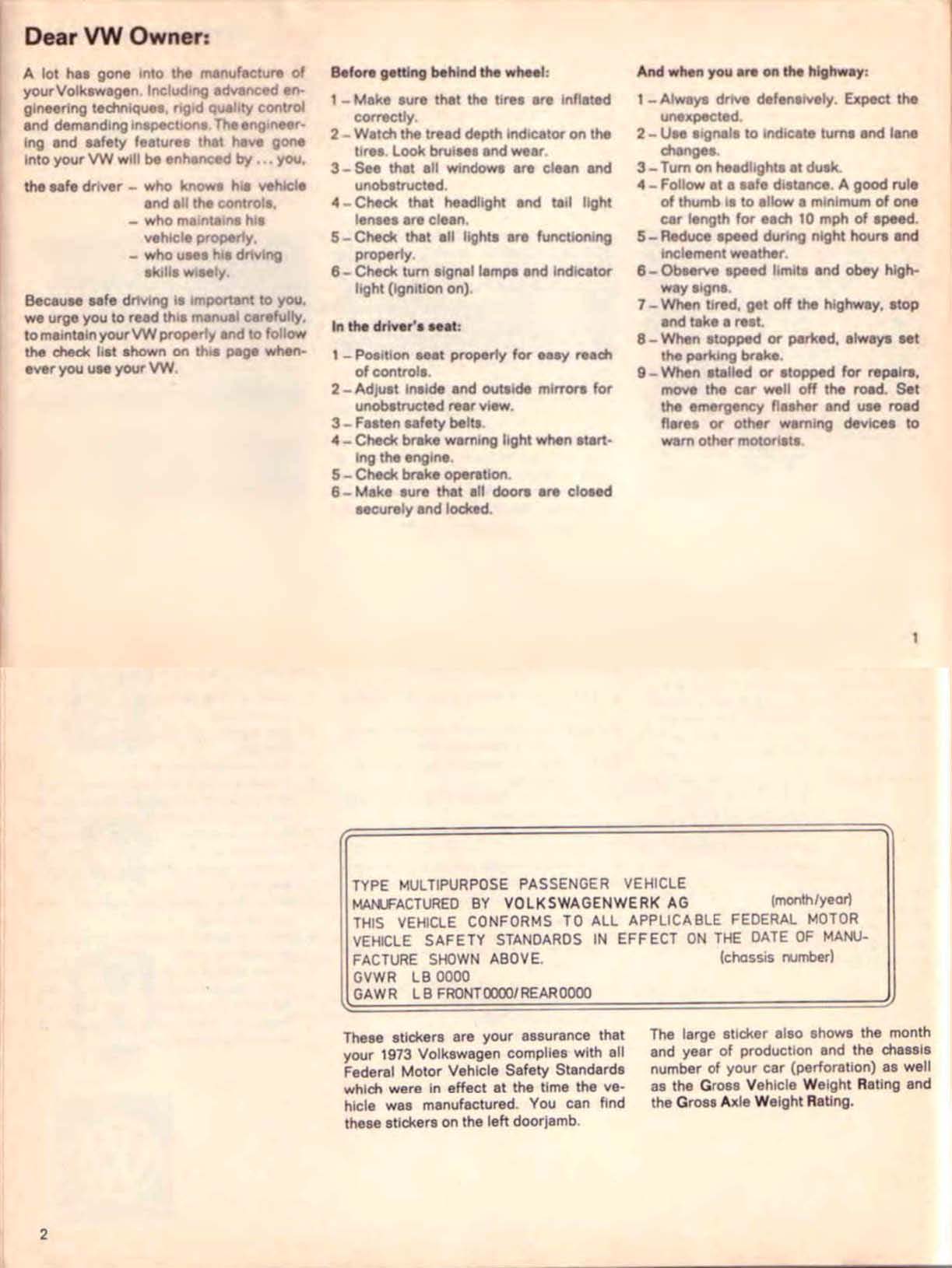 TheSamba.com :: 1973 VW Thing Owner's Manual