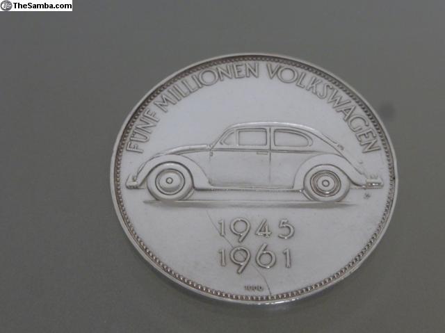 TheSamba.com :: VW Classifieds - 1961 Silver coin medal 5 million beetle,  Nordhoff